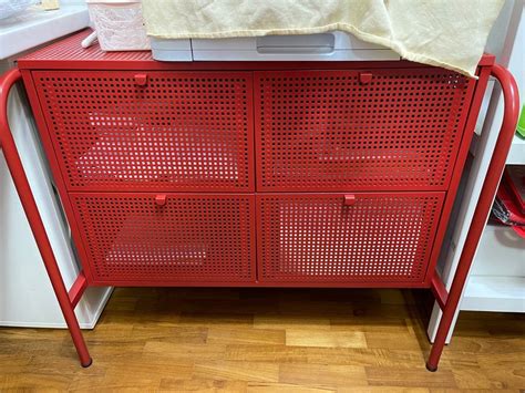 IKEA Nikkeby Red Chest of 4 Drawers, Furniture & Home Living, Furniture ...