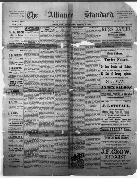 The Alliance Standard. (Linden, Tex.), Vol. 19, No. 20, Ed. 1 Tuesday, March 3, 1896 - The ...