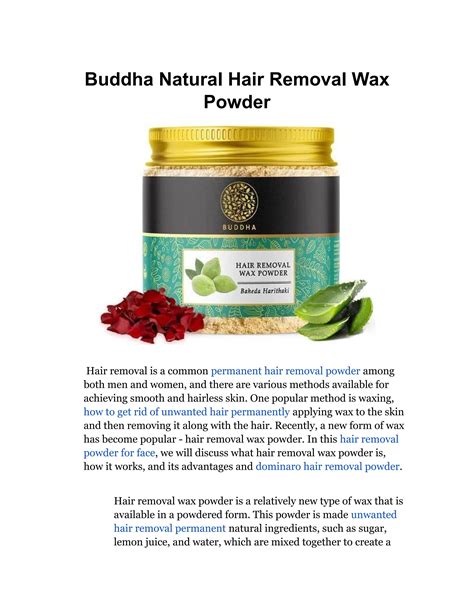 Buddha Natural Hair Removal Wax Powder by tea curry - Issuu