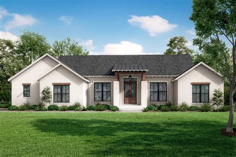 Plan 51861HZ: One-story Contemporary Texas Ranch Home Plan with 3 Beds | Ranch house exterior ...