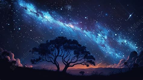 Night Starry Sky Beautiful Illustration Powerpoint Background For Free ...