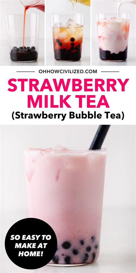 Strawberry Milk Tea (Strawberry Bubble Tea) | Bubble tea recipe, Milk ...