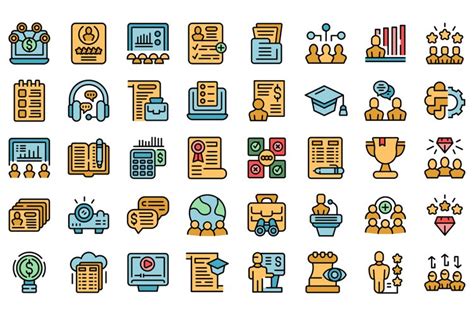 Staff training icons set vector flat