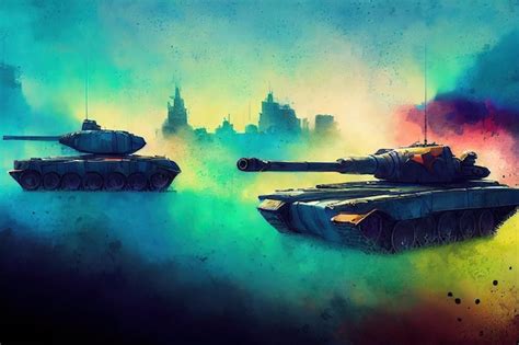 Premium Photo | The tank is in battle firing at the enemy world war huge tank digital art style ...