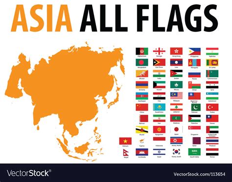 Asia all flags Royalty Free Vector Image - VectorStock