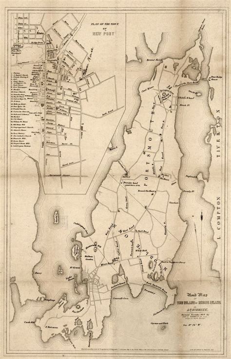 1849 "Road map of the island of Rhode Island or Aquidneck" (Newport ...