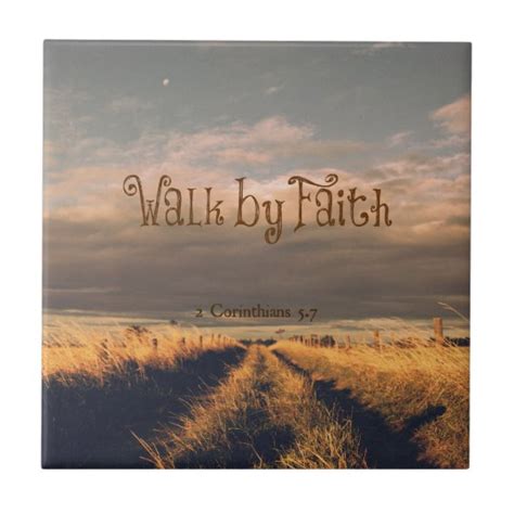 Walk by Faith Bible Verse Scripture Tile | Zazzle.com