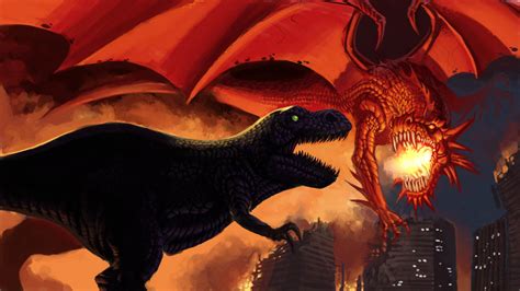 Dragon vs Dinosaur by Dhutchison on DeviantArt