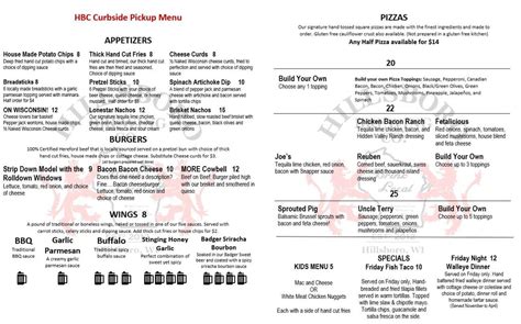 HILLSBORO BREWING COMPANY - HBC Pub & Beer Menus