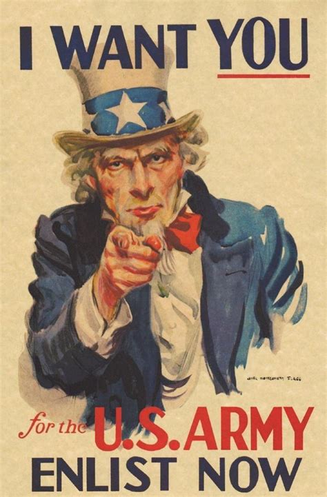 WWI Uncle Sam I Want You For US Army Ad Poster WW2 Parchment-Like Flagg ...