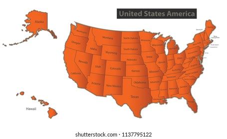 Usa Map Alaska Hawaii Orange Separate Stock Vector (Royalty Free) 1137795122 | Shutterstock