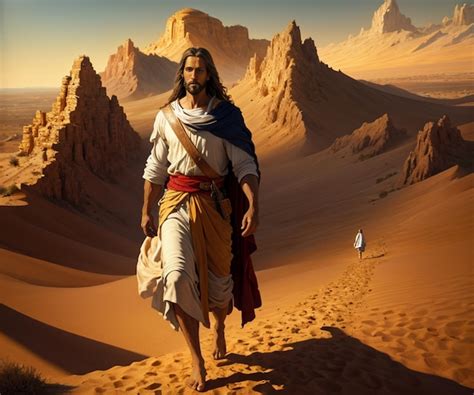 Premium Photo | Jesus walking in the desert