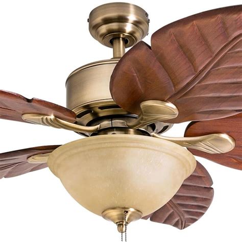 Honeywell Sabal Palm 52-in Antique Brass LED Indoor Ceiling Fan with ...