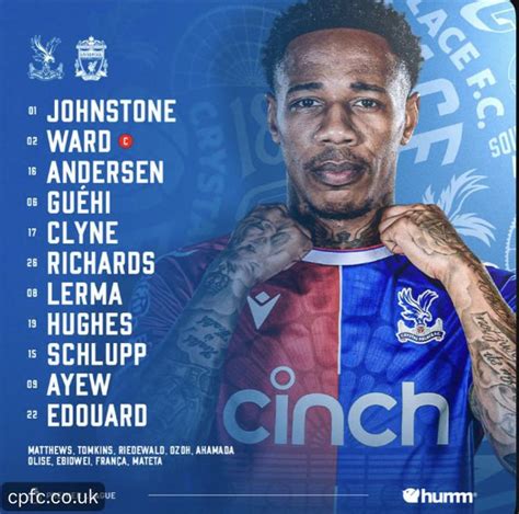 Palace lineup (no Eze or Olise) : r/LiverpoolFC