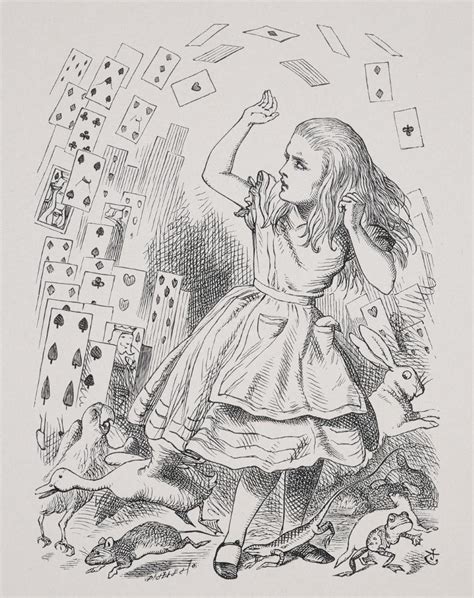 Alice in a Shower of Cards from Alice's Adventures in Wonderland; Sir John Tenniel - Framed Wall ...