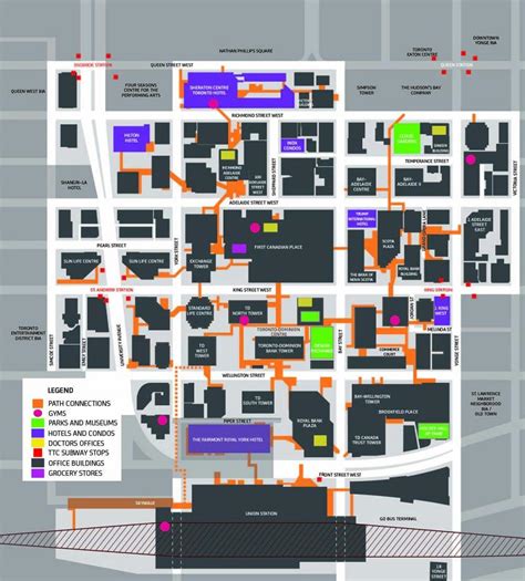 Path Toronto's Downtown Pedestrian Walkway map - Map of Path Toronto's ...