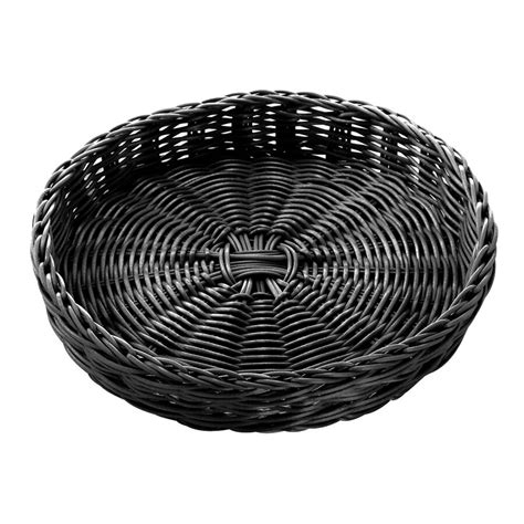 Tablecraft HM2469 Black Round Rattan Basket 12" x 2"