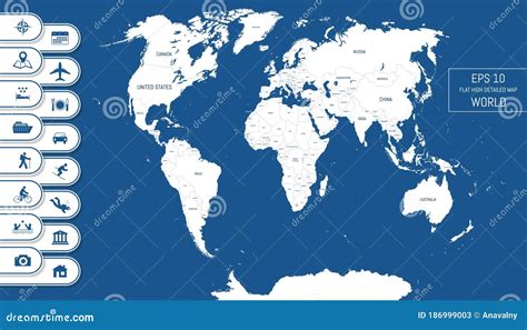 World Map Contours Only Vector Illustration | CartoonDealer.com #4891154