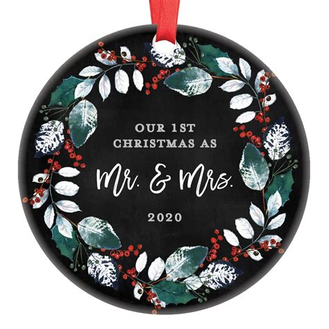 First Christmas Wedding Ornament 2020, Mr and Mrs 1st Married Christmas ...