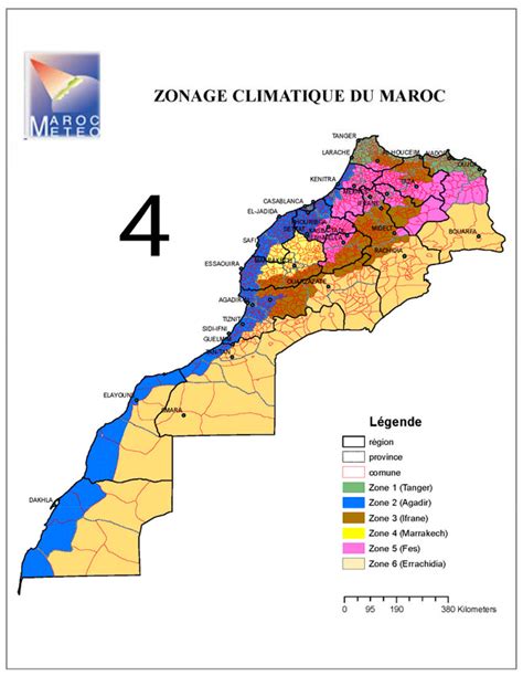 Climate Zones in Morocco after evaluation. Note: Zone 6 (Errachidia ...