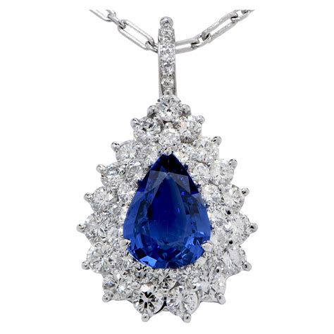 Yellow Gold Natural No-Heat Sapphire and Diamond Necklace AGL For Sale ...