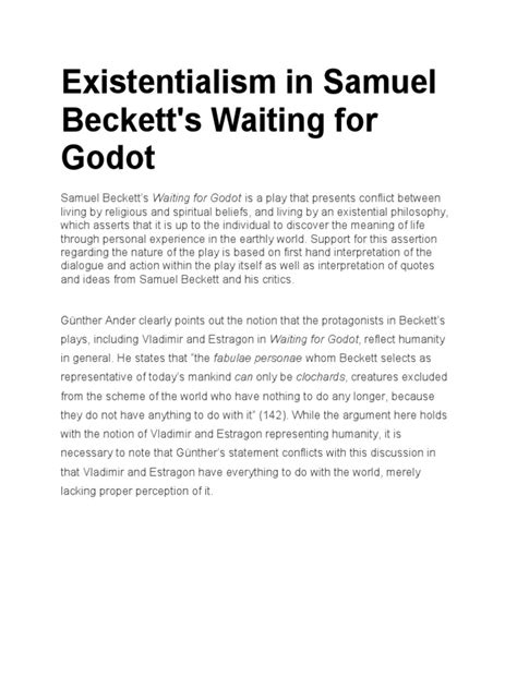 Existentialism in Samuel Beckett | PDF | Existentialism | Philosophical ...