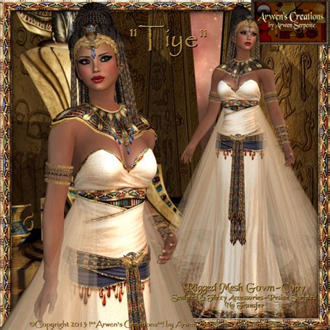 Second Life Marketplace - {AS} Queen Tiye, Ancient Egyptian Queen's Rigged Mesh Gown: Cream ...