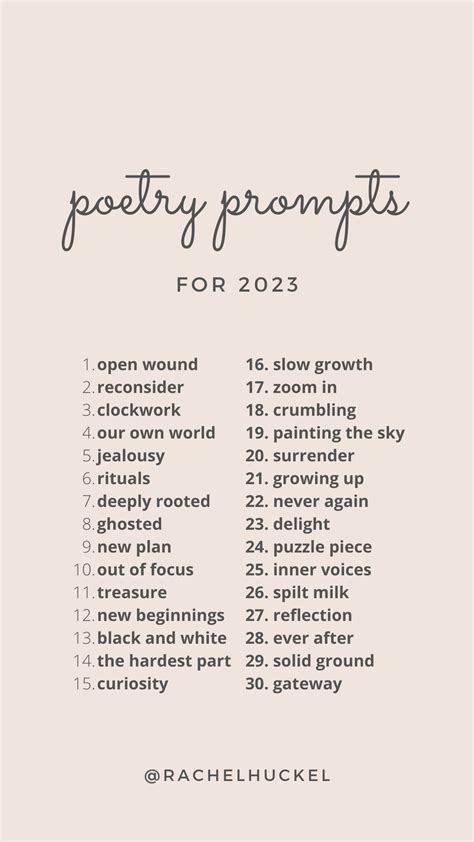 A Month of Poetry Writing Prompts for 2023 — Rachel H | Poetry