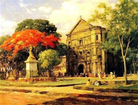 Old Spanish church, oil on canvas, 1957. by Fernando Amorsolo Filipino Art, Filipino Culture ...