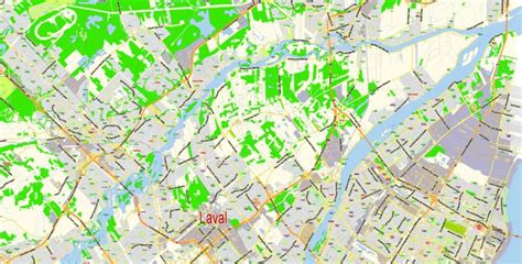 Laval Quebec Canada PDF Map Vector Exact City Plan low detailed Street Map Adobe PDF in layers