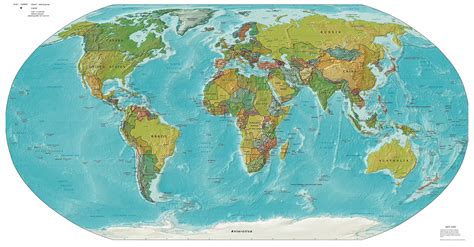 Large detailed political and relief map of the World. World political ...