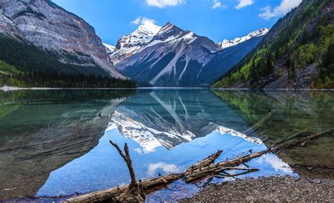 nature, Landscape, Lake, Mountain, British Columbia, Canada, Forest, Reflection, Water, Snowy ...