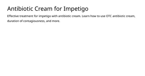 Antibiotic Cream for Impetigo – meds.is