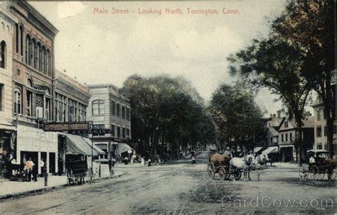 Main Street - Looking North Torrington, CT Postcard