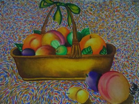 a basket of fruits_oil pastel | Oil pastel, Fruit basket, Painting