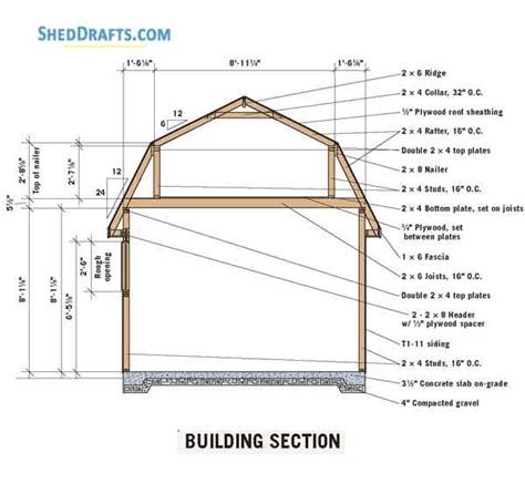 12×12 Gambrel Barn Storage Shed Plans With Loft