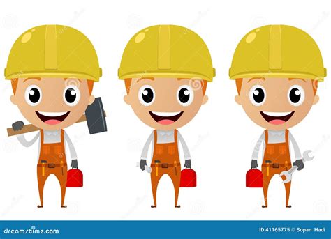 Construction Worker Cartoon Character Stock Vector - Illustration of ...