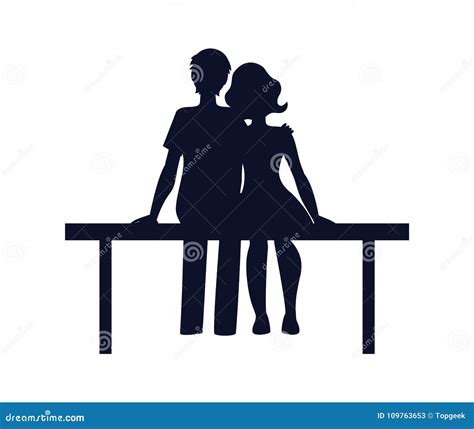 Couple in Love Sit on Bench Vector Illustration Stock Vector - Illustration of background, quiet ...