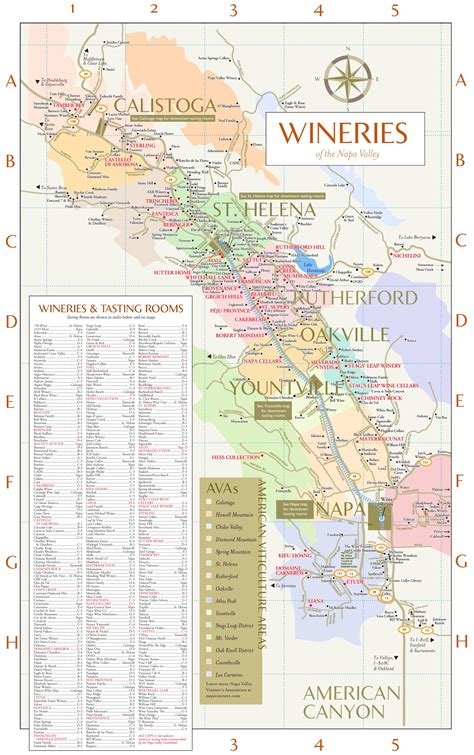 Napa Valley wineries and tasting rooms map - Ontheworldmap.com