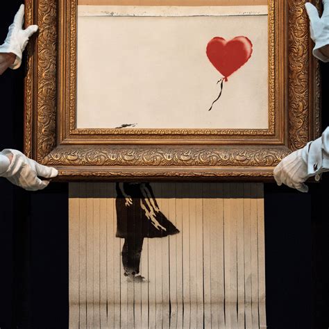 Banksy Shredded Painting Auction - Banksy Shocks Art World By Shredding 1 4 Mln Work At Auction ...