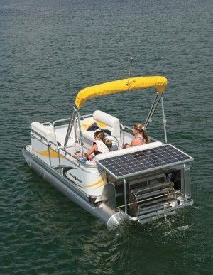 A photo of the solar panel package on the Paddle Qwest pontoon. | Electric pontoon boat, Small ...