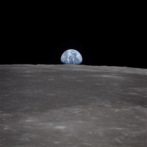 Apollo 11 View of Moon Limb With Earth on the Horizon | NASA Solar System Exploration