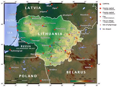 Large detailed topographical map of Lithuania. Lithuania large detailed ...