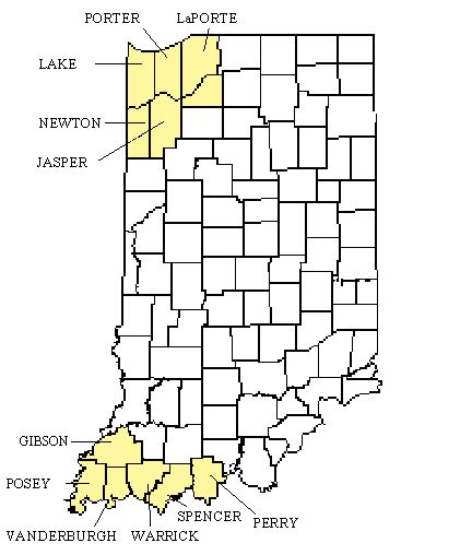 Indiana Time Zone Map