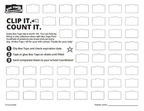 Box Tops for Education Collection Sheets