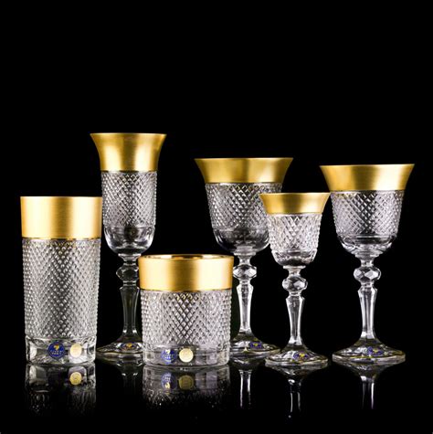 CHAMPAGNE CRYSTAL GLASSES SPT GOLD DESIGN 150ml - Bohemia Crystal - Original crystal from Czech ...