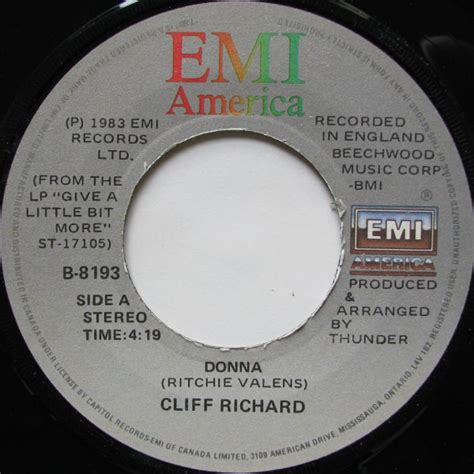 Cliff Richard – Donna / Ocean Deep (1983, Vinyl) - Discogs