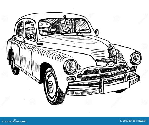 Old Timer Classic Car Sketch Graphics Stock Illustration - Illustration of graphic, automobile ...