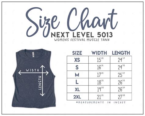 Next Level 5013 Size Chart Next Level Women's Festival Muscle Tank Size ...