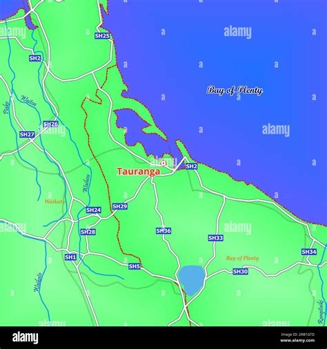 Map of Tauranga City in New Zealand Stock Photo - Alamy